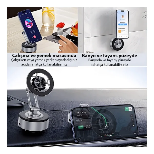 Ally X91 MagSafe Vakumlu Manyetik Araç Telefon Tutucu - Görsel 5