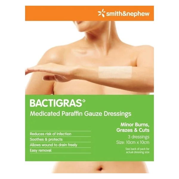 BACTIGRAS-KLORHEKDISIN Tül Yara Yanık Bakım Örtüsü 10cmX10cm 1 Kutu (10 Adet) - Görsel 2