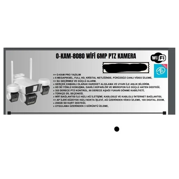 O-Kam 8080 6 MP Gece Görüş IP Wi-Fi Güvenlik Kamerası - Görsel 2