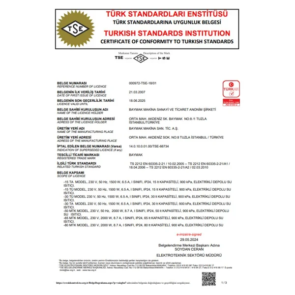 Baymak Aqua LCD Prizmatik 50 2000 W 50 lt Termosifon - Görsel 7