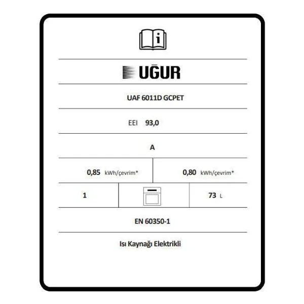 Uğur Fryart UAF 6011D GCPET Gri Ankastre Fırın - Görsel 3