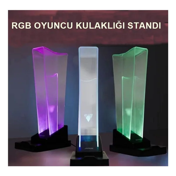 Rgb Oyuncu Kulaklığı Standı + Telefon Standı LED Işık Kulaklık ve Telefon Tutucu - Görsel 2