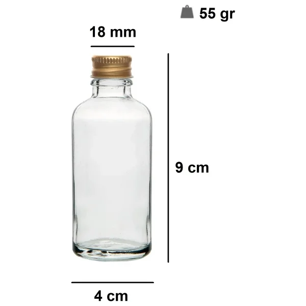 Dercam 12 Adet Şeffaf Cam Shot Şişesi Sızdırmaz Metal Kapaklı Koku Süs Çok Amaçlı Şişe 50ML - Görsel 5