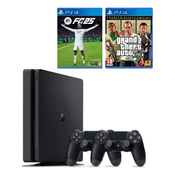 Sony Playstation 4 Slim 1 TB - 2. DualShock Kol - Ps4 FC 25 + GTA 5 ( İthalatçı Garantili ) - Görsel 2