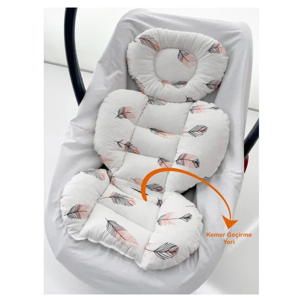 Jaju Baby Kahve Yıldız Desenli Oto Koltuğu Minderi - Puset Minderi 55X35 - Kahverengi - Görsel 4