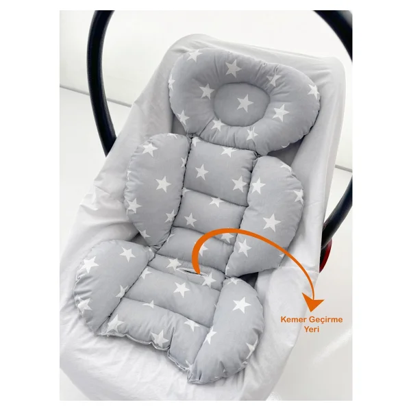 Jaju Baby Kahve Yıldız Desenli Oto Koltuğu Minderi - Puset Minderi 55X35 - Kahverengi - Görsel 5