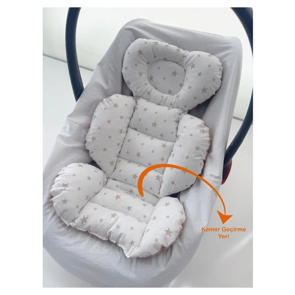 Jaju Baby Kahve Yıldız Desenli Oto Koltuğu Minderi - Puset Minderi 55X35 - Kahverengi - Görsel 6