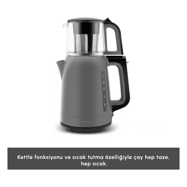 Karaca Mega Tea 1501 Space Gray 1500 W Cam Demlikli Çay Makinesi - Görsel 4