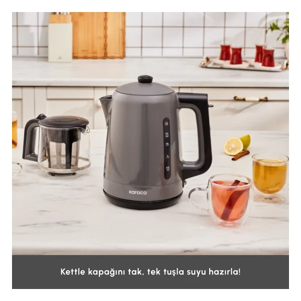 Karaca Mega Tea 1501 Space Gray 1500 W Cam Demlikli Çay Makinesi - Görsel 5