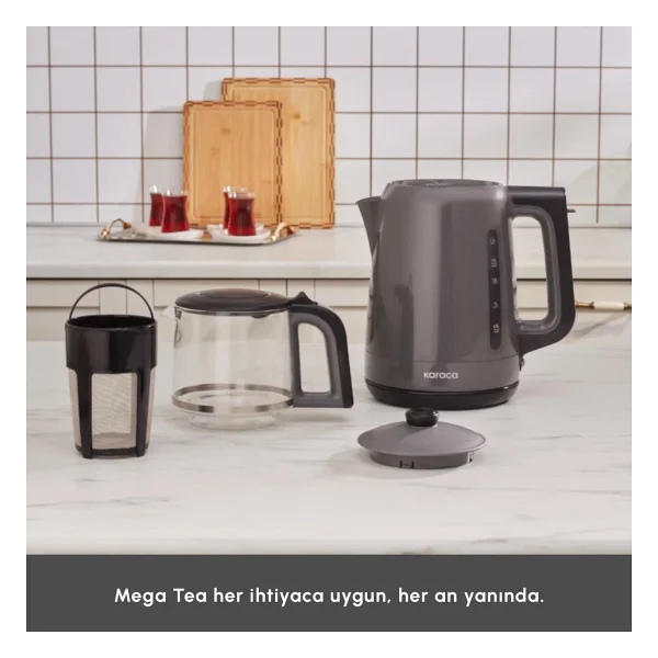 Karaca Mega Tea 1501 Space Gray 1500 W Cam Demlikli Çay Makinesi - Görsel 6