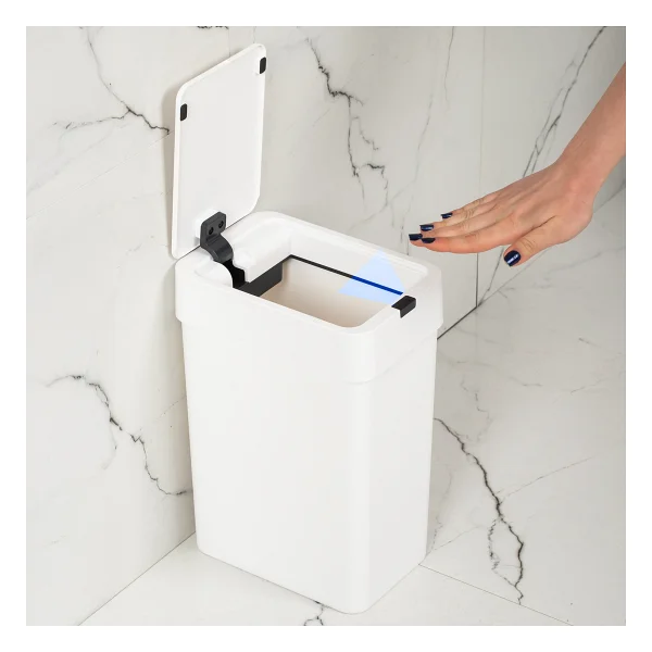 Porsima Me-06 Hareket Sensörlü Sessiz Kapatma Çöp Kutusu Banyo Mutfak Çöp Kovası Kapaklı Banyo Çöp Kovası 9 Lt - Görsel 5