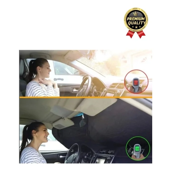 Ultra Dayanıklı Katlanabilir ve Taşınabilir UV Işık Engelleyici Çift Katmanlı Ön Cam Araba Güneşliği - Görsel 4