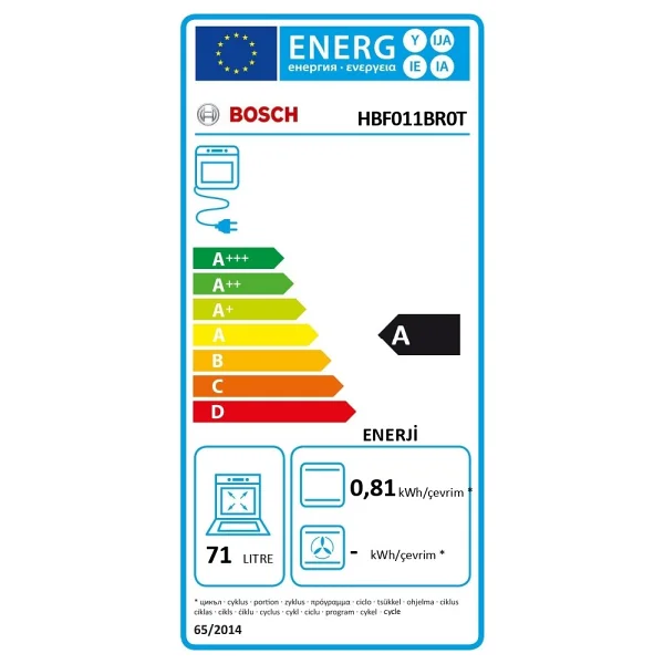Bosch HBF011BR0 66 lt Ankastre Fırın - Görsel 8