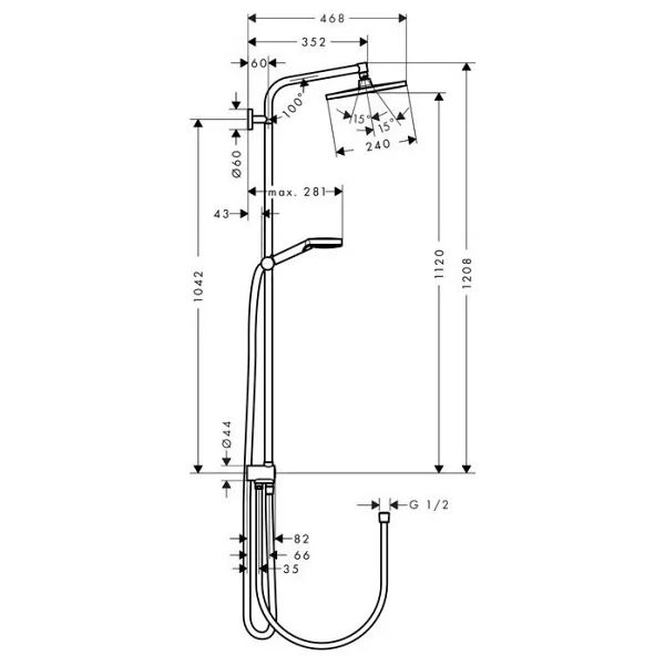 Hansgrohe HNG27289000 Crometta Reno Eco E240 1 Jet Duş Kolonu - Görsel 3