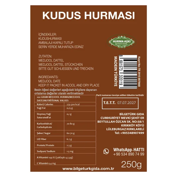 Hurma Aşkı Kudus Hurması 250 gr - Görsel 2