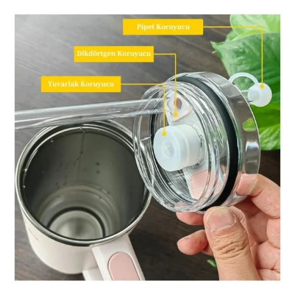 Belirtilmemiş Stanley Termos Uyumlu Stanley quencher uyumlu 3'lü silikon set - sızdırmaz tıpa, pipet koruyucu - Gri - 1,18 lt - Görsel 5