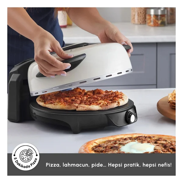 Karaca Gastro 10 In 1 Pizza Pide Lahmacun ve Tandır Ekmeği Makinesi 1500 W Mat Siyah Metal - Görsel 8
