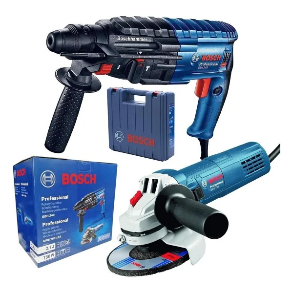 Bosch GBH 240 Kırıcı Delici + GWS 750-115 Taşlama Elektrikli El Aleti Seti - Görsel 4