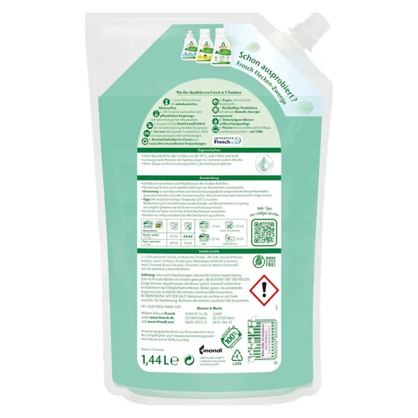Frosch Sıvı Çamaşır Deterjanı Renkli 1. 44 L 24 Yıkama - Görsel 2