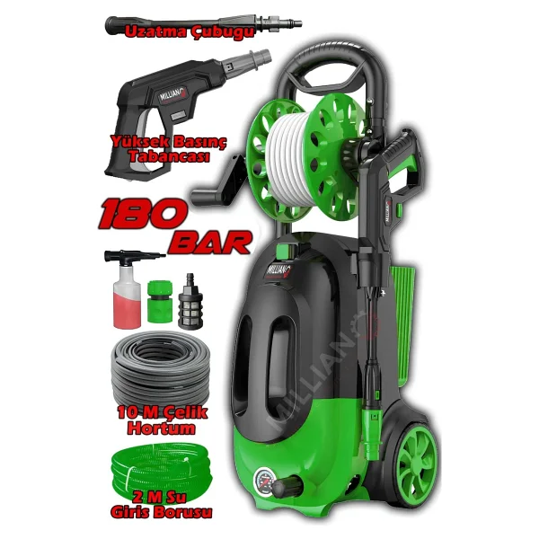 Prof 180 Bar - 4500 W Bakır Sargılı Yüksek Basınçlı Çok Amaçlı Araba Bahçe ve Oto Yıkama Makinesi - Görsel 3