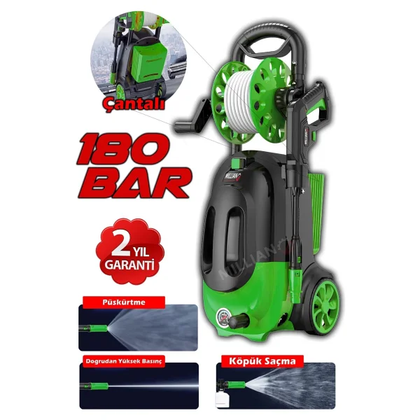 Prof 180 Bar - 4500 W Bakır Sargılı Yüksek Basınçlı Çok Amaçlı Araba Bahçe ve Oto Yıkama Makinesi - Görsel 2
