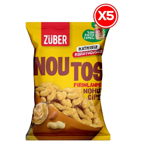 Züber Noutos Fıstık Ezmeli Fırınlanmış Nohut Cipsi 55 gr 5'li - Görsel 6