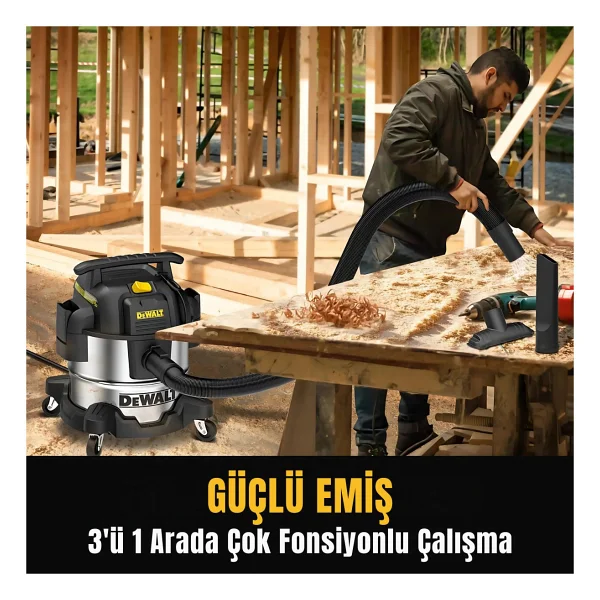 Dewalt DXV25S 1050 W Islak Kuru Sanayi Tipi Süpürge - Görsel 7