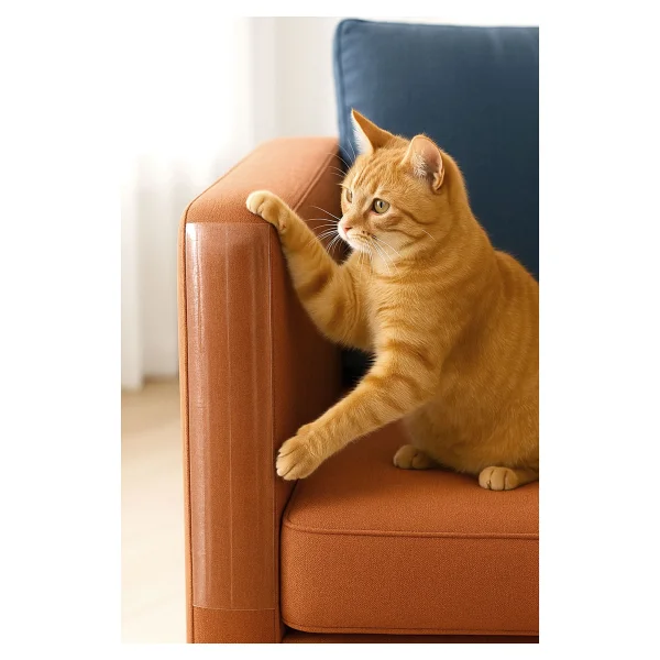 Kedi Koltuk Tırmalama Koruyucu Şeffaf Yapışkanlı Mobilya Tırmalama Önleyici Koruma Bandı 20X50 cm - 20 Adet - Görsel 3