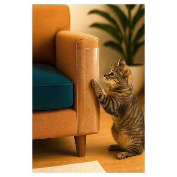 Kedi Koltuk Tırmalama Koruyucu Şeffaf Yapışkanlı Mobilya Tırmalama Önleyici Koruma Bandı 20X50 cm - 20 Adet - Görsel 5