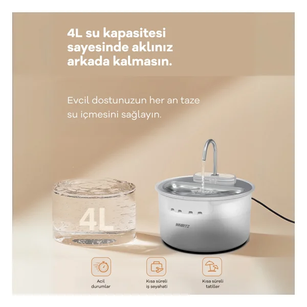 Whirtz 4 lt Akıllı Kedi Su Pınarı - Görsel 3