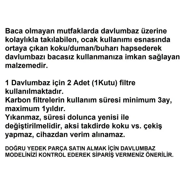 FNRN DWP64CC20T/05 Davlumbaz Karbon Filtre DWA0KP6A 2li 1takım Bacasız Aspiratör Kömür Filtresi - Görsel 2
