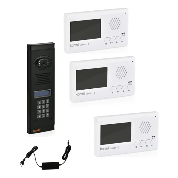 Görüntülü Diafon Seti Konwi Intercom Apartman Tipi Set Vsions 4,3 Monitör Zil Paneli Şifreli Kameralı Güç Kaynağı - 14 Daire Set - Beyaz - Görsel 8