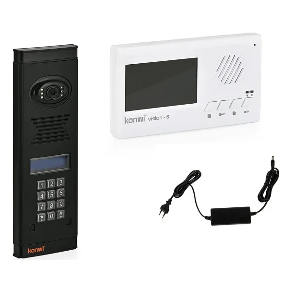 Görüntülü Diafon Seti Konwi Intercom Apartman Tipi Set Vsions 4,3 Monitör Zil Paneli Şifreli Kameralı Güç Kaynağı - 14 Daire Set - Beyaz - Görsel 9