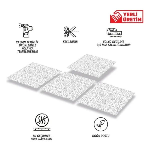 Tink Kendinden Yapışkanlı Gri Motifli Desenli Pvc Karo 30 x 30 cm (33 Adet) 3 M2 - Görsel 2