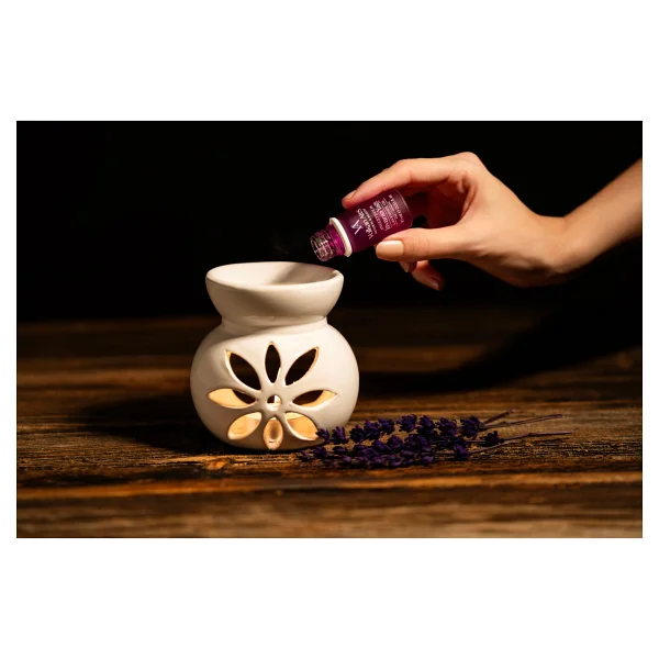 Volkan Ates Natural & Beauty Seramik Buhurdanlık Seti Beyaz Renk + Lavandula Angustifolia Saf Lavanta Yağı 10 ml + Mum - Görsel 3