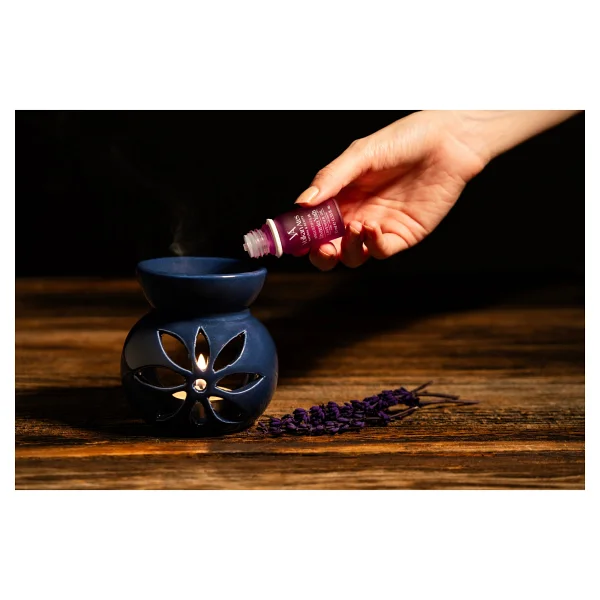Volkan Ates Natural & Beauty Seramik Buhurdanlık Seti Lacivert Renk + Lavandula Angustifolia Saf Lavanta Yağı 10 ml + Mum - Görsel 4
