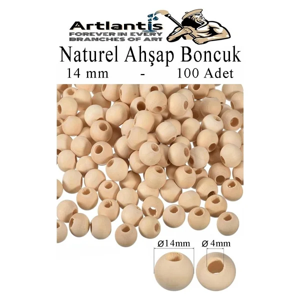 Artlantis Naturel Ahşap Boncuk 14MM 100 Lü 1 Paket Ham Boyanabilir Ahşap Yuvarlak Doğal Boncuklar Takı Tasarım Ektinlik Kreş Okul - Standart - Görsel 6