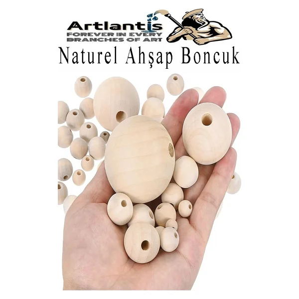 Artlantis Naturel Ahşap Boncuk 14MM 100 Lü 1 Paket Ham Boyanabilir Ahşap Yuvarlak Doğal Boncuklar Takı Tasarım Ektinlik Kreş Okul - Standart - Görsel 3