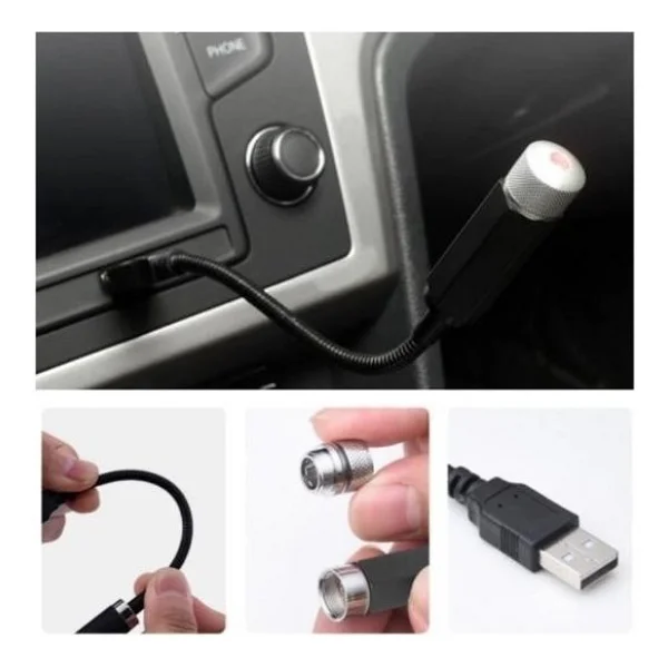 Kırmızı Ayak Altı Tavan Led Araç içi Aydınlatma Oto Araba İç Disko Ayarlanır USB Lamba Işık - Görsel 5