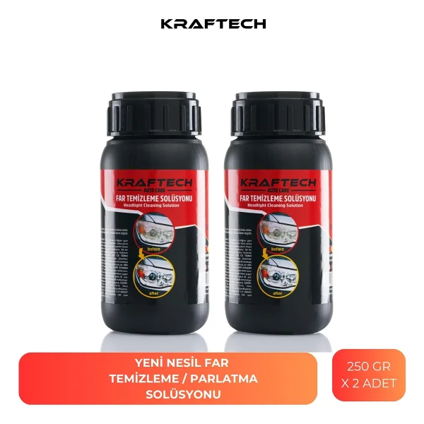 Kraftech Yeni Nesil Premium I Buharlı Far Temizleme Sıvısı Ve Parlatma Solüsyonu I Kloroform Uyumlu 2 X 250gr - Görsel 4