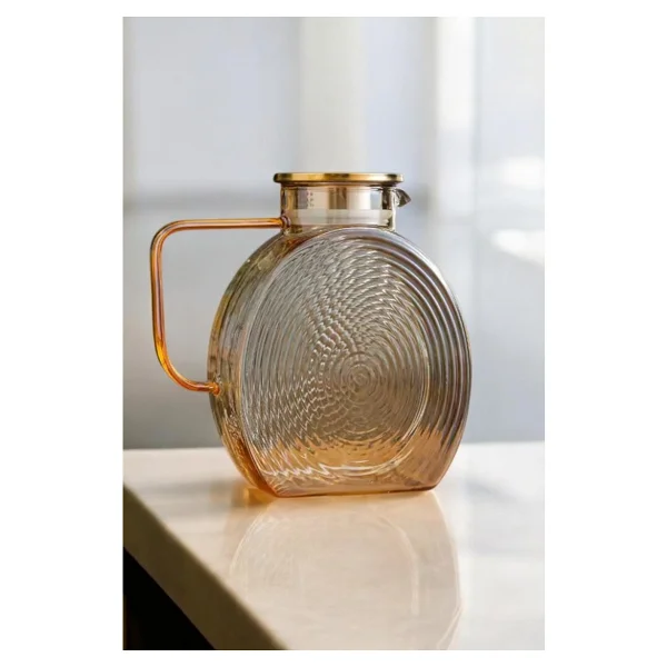 Morponi Borosilikat Cam Amber Salyangoz Desenli Cam Demlik & Sürahi 2000 ml - Görsel 4