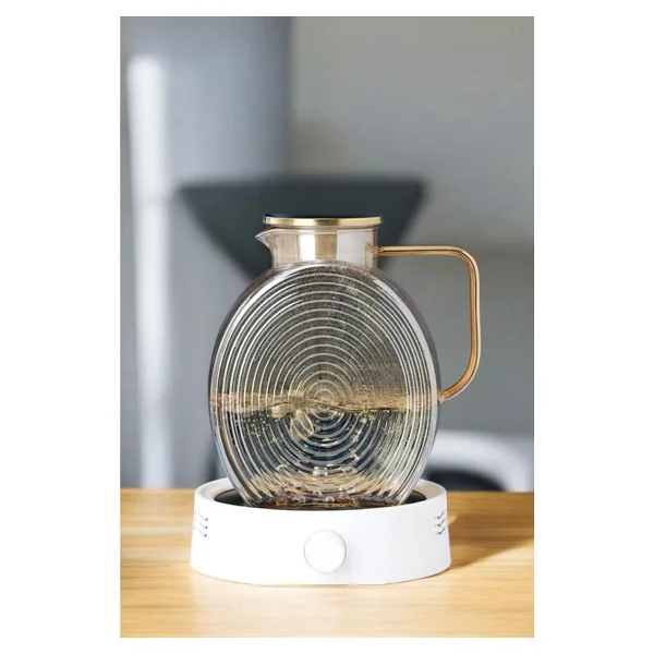 Morponi Borosilikat Cam Amber Salyangoz Desenli Cam Demlik & Sürahi 2000 ml - Görsel 3