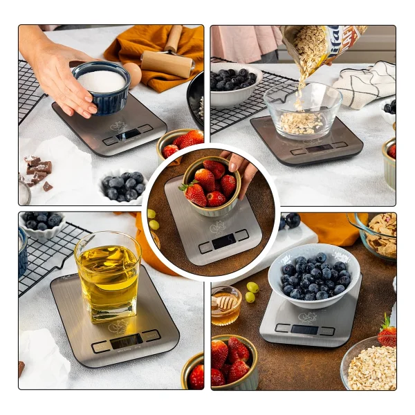 Bluefox Dijital Mutfak Terazisi - Paslanmaz Çelik Yüzeyli Hassas Mutfak Tartısı 5 kg Tartı Kapasitesi - Görsel 5