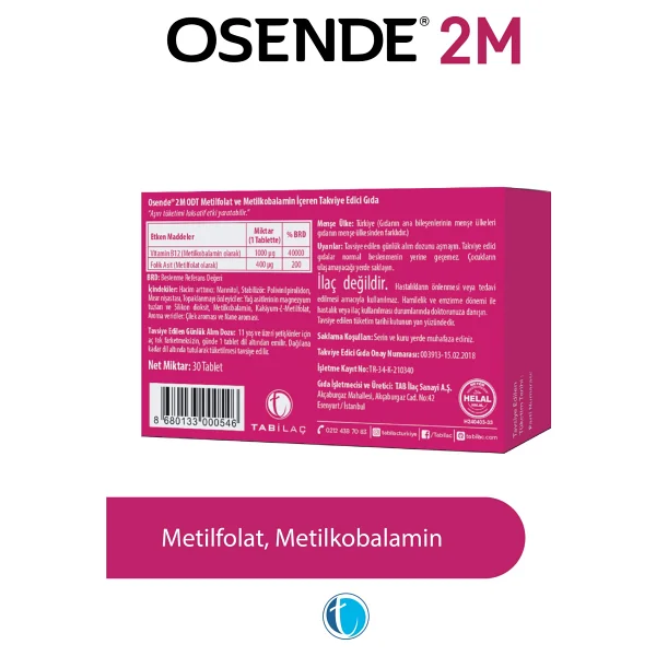 Osende 2M ODT Metilfolat Metilkobalamin 30 Tablet - Görsel 6
