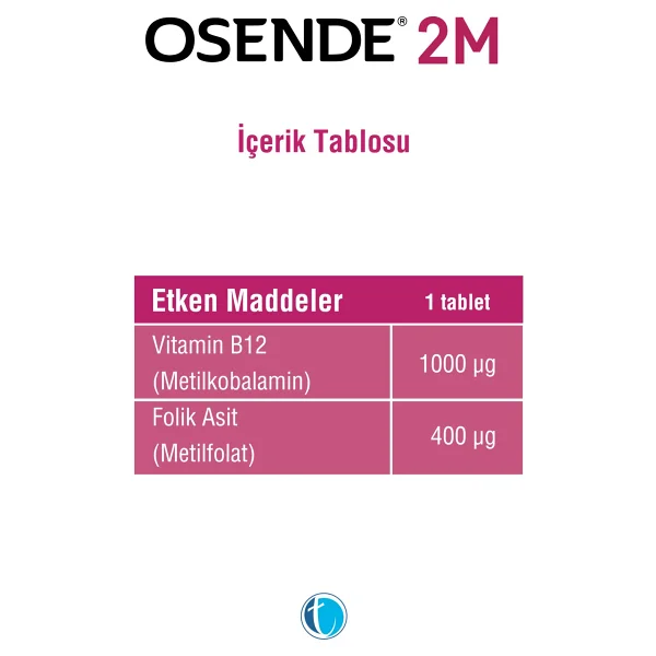 Osende 2M ODT Metilfolat Metilkobalamin 30 Tablet - Görsel 7
