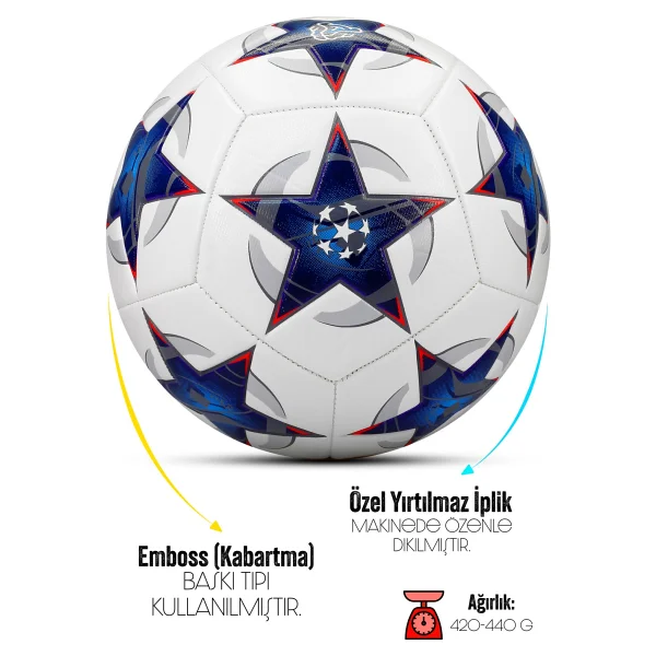 Telvesse Şampiyonlar Ligi Sert Zemin Halı Saha Futbol Topu No:5 - Görsel 2