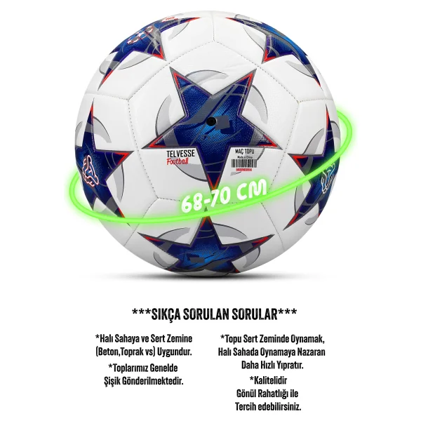 Telvesse Şampiyonlar Ligi Sert Zemin Halı Saha Futbol Topu No:5 - Görsel 4