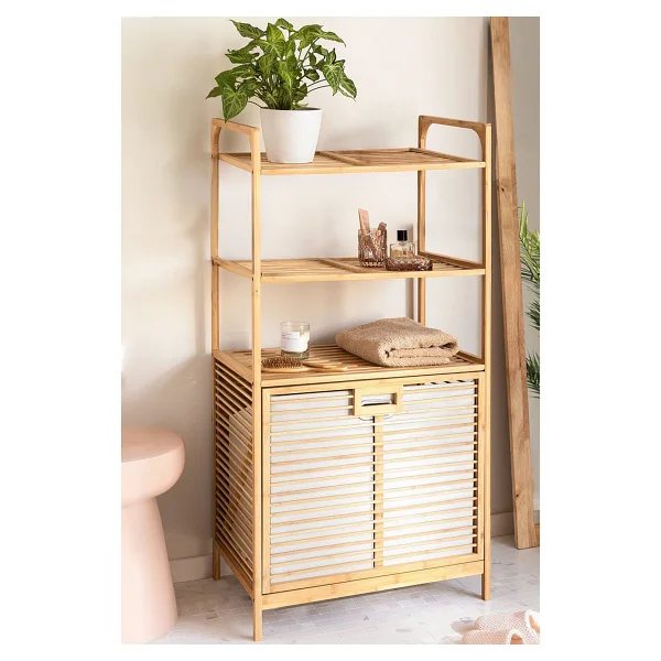 Digithome Bambu XL Kirli Sepetli 3 Raflı Çok Amaçlı Banyo Düzenleyici Çamaşır Sepeti Organizer DB-0011 - Görsel 8