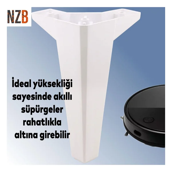 Mobilya Kanepe Sehpa Tv Ünitesi Koltuk Ayağı 18 Cm Beyaz Baza Ayak 4 Adet - Görsel 2