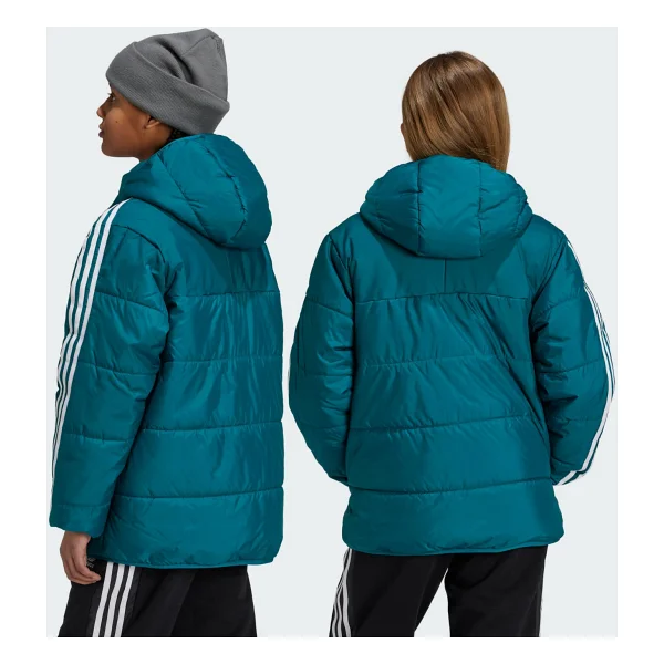 Adidas Adicolor IY7495 Kapüşonlu Turkuaz Çocuk Şişme Mont - Görsel 2